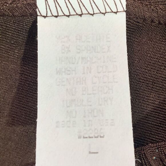 Womens Large Pull On Wide Leg Pants Holiday Chocolate Brown All Over Rhinestones - Picture 2 of 6